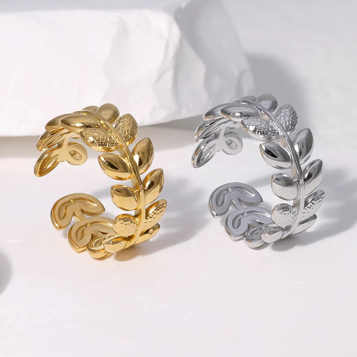 Sweet Leaf Stainless Steel Plating Gold Plated Open Rings