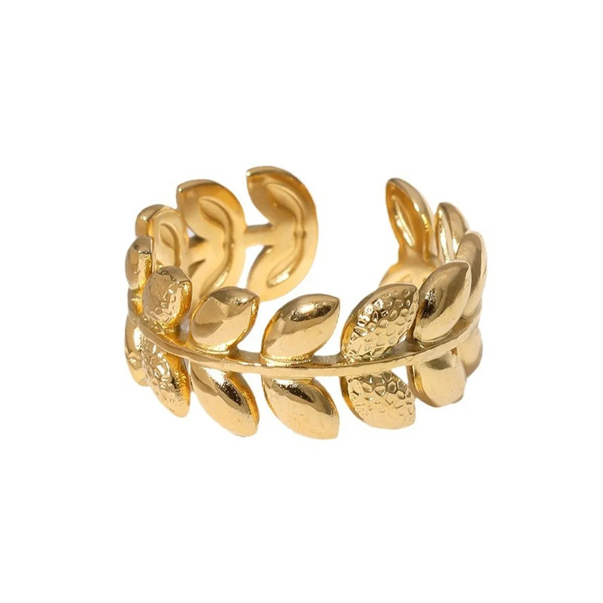 Sweet Leaf Stainless Steel Plating Gold Plated Open Rings