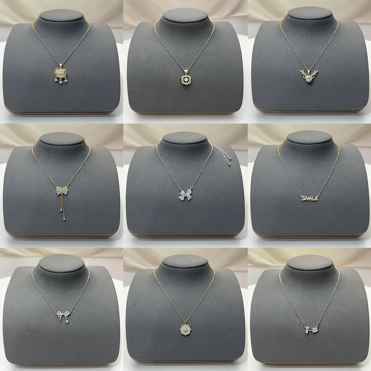 Sweet Letter Bow Knot Titanium Steel Plating Inlay Artificial Gemstones Pendant Necklace