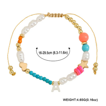 Sweet Letter Heart Shape Imitation Pearl Rope Beaded Women's Bracelets