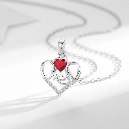 Sweet Letter Heart Shape Sterling Silver Plating Inlay Artificial Gemstones Pendant Necklace