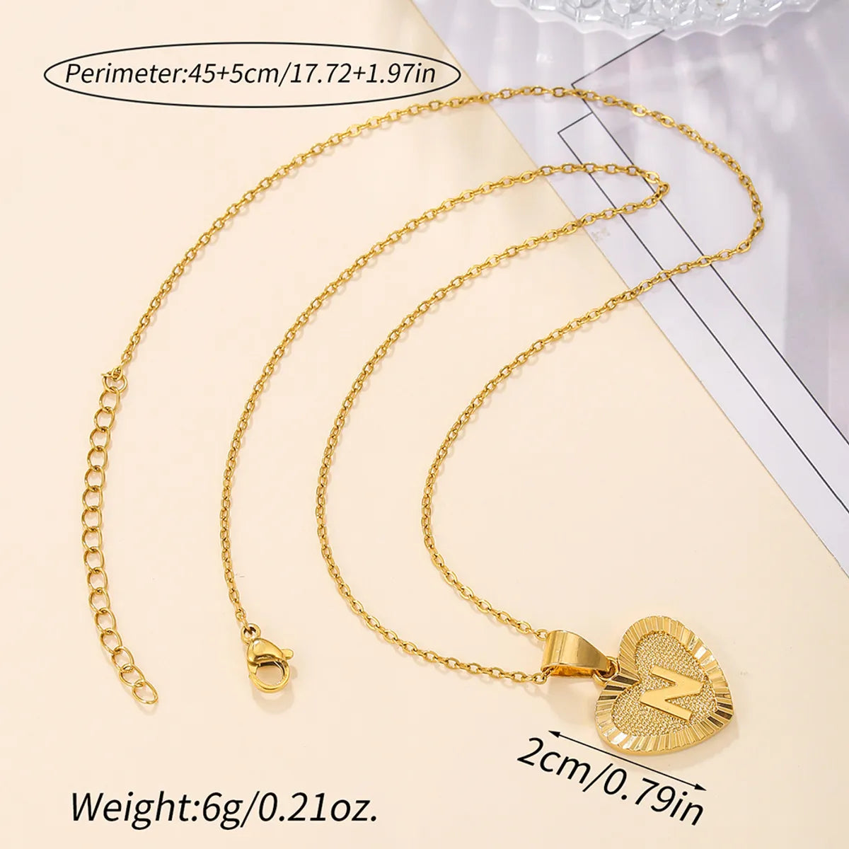 Sweet Letter Stainless Steel Copper Plating Inlay Zircon 18k Gold Plated Pendant Necklace