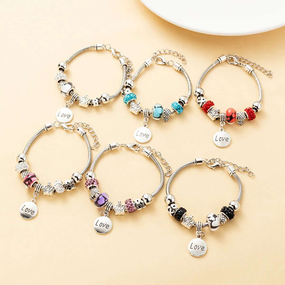 Sweet Love Glass Titanium Steel Plating Bracelets