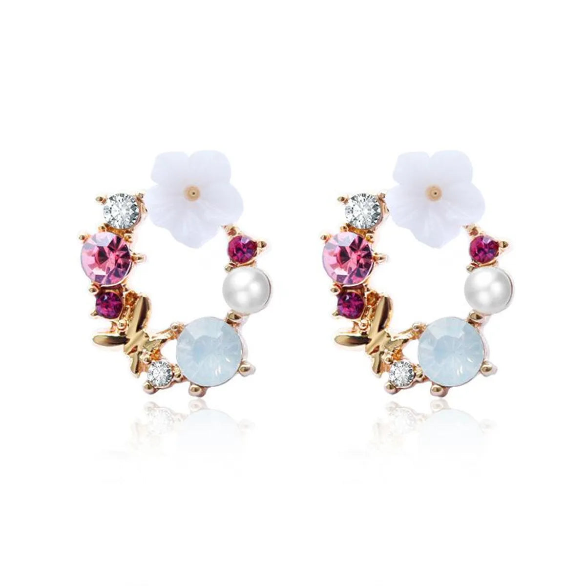 Sweet New Beads Bow Garland Stud Earrings Nhdp147186