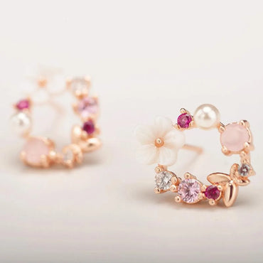 Sweet New Beads Bow Garland Stud Earrings Nhdp147186