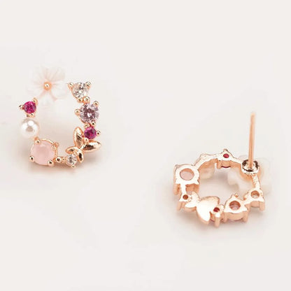 Sweet New Beads Bow Garland Stud Earrings Nhdp147186