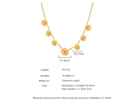 Sweet Pastoral Flower Titanium Steel Plating 18k Gold Plated Necklace