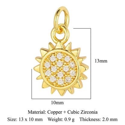 Sweet Pentagram Heart Shape Copper Plating Inlay Zircon 18k Gold Plated Charms Jewelry Accessories