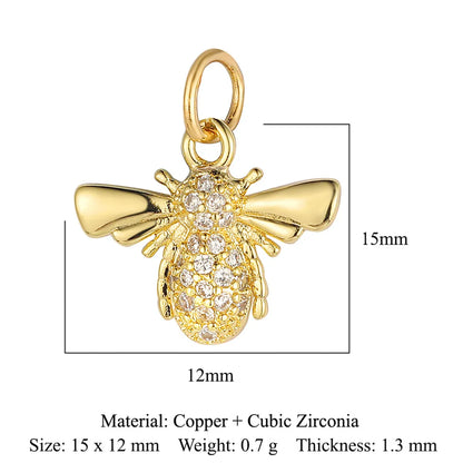 Sweet Pentagram Heart Shape Copper Plating Inlay Zircon 18k Gold Plated Charms Jewelry Accessories