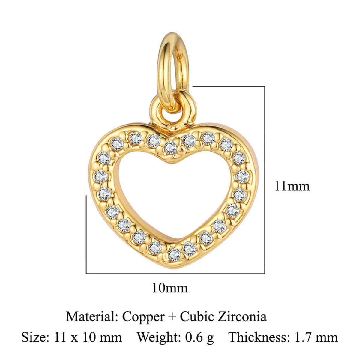 Sweet Pentagram Heart Shape Copper Plating Inlay Zircon 18k Gold Plated Charms Jewelry Accessories