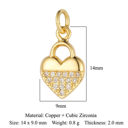 Sweet Pentagram Heart Shape Copper Plating Inlay Zircon 18k Gold Plated Charms Jewelry Accessories