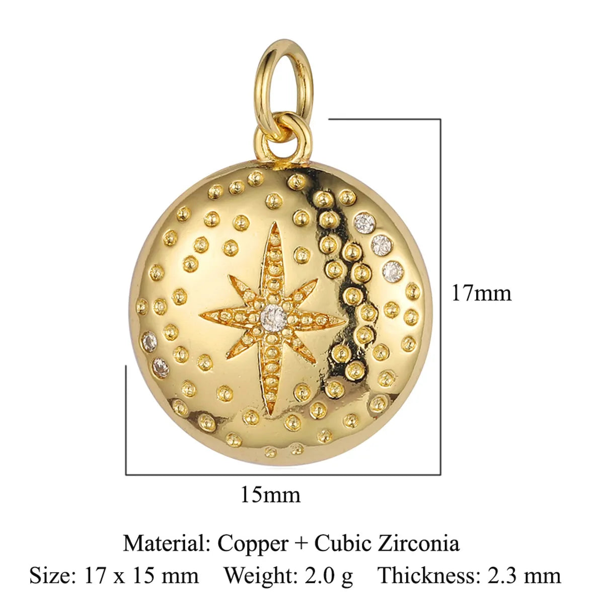 Sweet Pentagram Heart Shape Copper Plating Inlay Zircon 18k Gold Plated Charms Jewelry Accessories