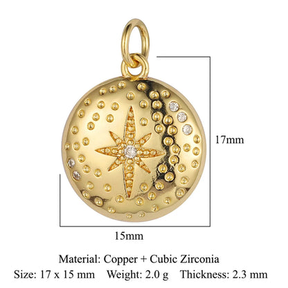 Sweet Pentagram Heart Shape Copper Plating Inlay Zircon 18k Gold Plated Charms Jewelry Accessories