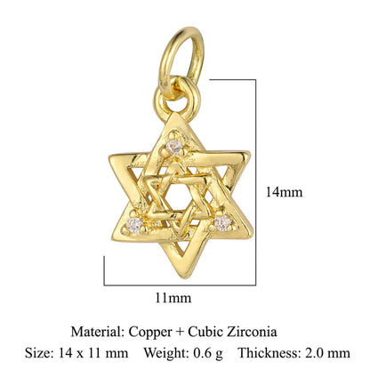 Sweet Pentagram Heart Shape Copper Plating Inlay Zircon 18k Gold Plated Charms Jewelry Accessories