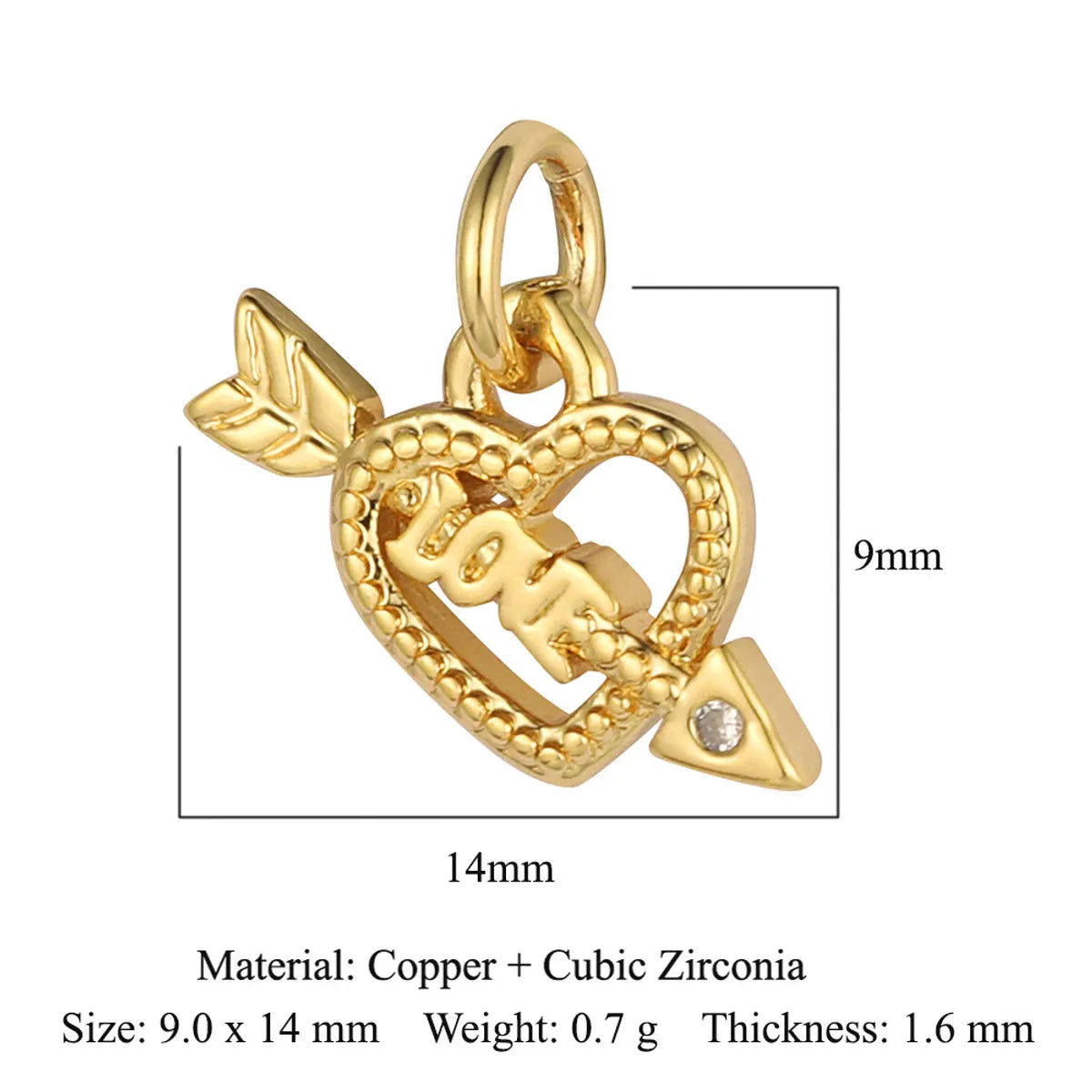 Sweet Pentagram Heart Shape Copper Plating Inlay Zircon 18k Gold Plated Charms Jewelry Accessories