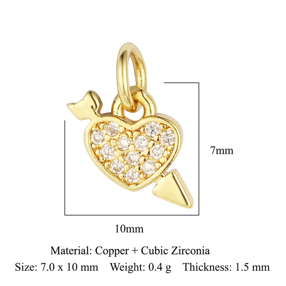 Sweet Pentagram Heart Shape Copper Plating Inlay Zircon 18k Gold Plated Charms Jewelry Accessories