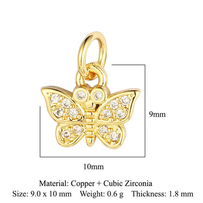 Sweet Pentagram Heart Shape Copper Plating Inlay Zircon 18k Gold Plated Charms Jewelry Accessories