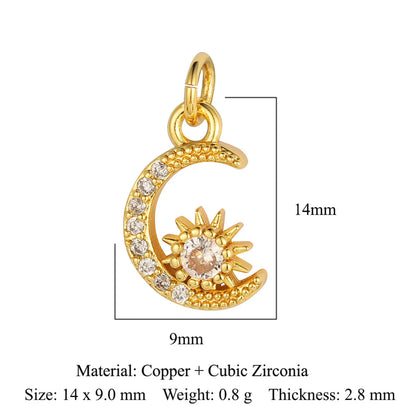 Sweet Pentagram Heart Shape Copper Plating Inlay Zircon 18k Gold Plated Charms Jewelry Accessories