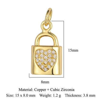 Sweet Pentagram Heart Shape Copper Plating Inlay Zircon 18k Gold Plated Charms Jewelry Accessories