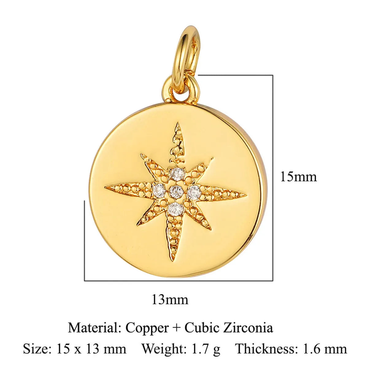 Sweet Pentagram Heart Shape Copper Plating Inlay Zircon 18k Gold Plated Charms Jewelry Accessories