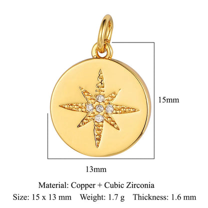 Sweet Pentagram Heart Shape Copper Plating Inlay Zircon 18k Gold Plated Charms Jewelry Accessories