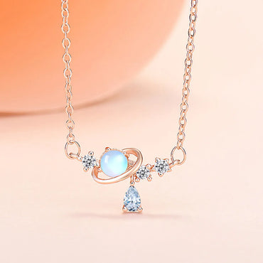 Sweet Planet Copper Plating Inlay Zircon Necklace