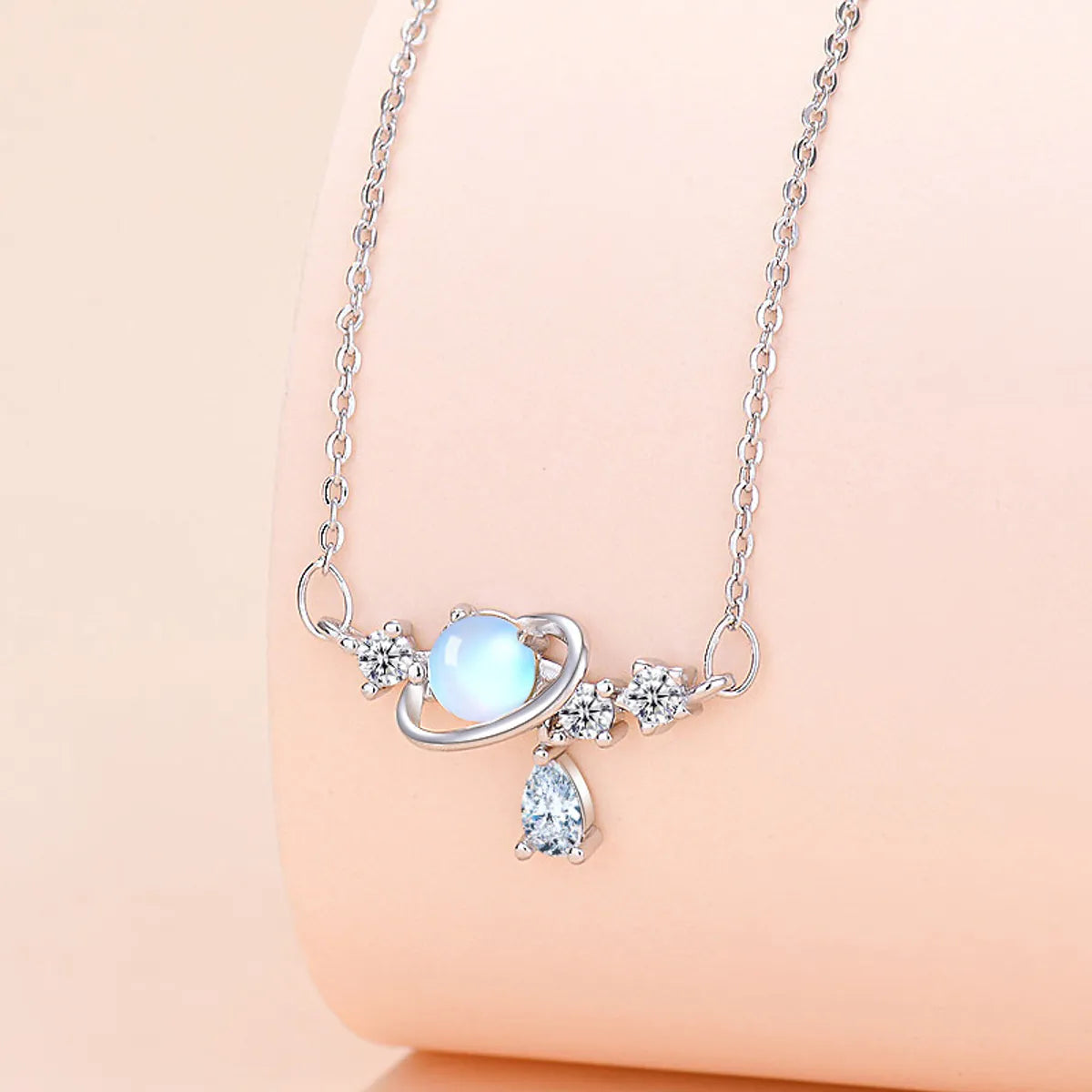 Sweet Planet Copper Plating Inlay Zircon Necklace