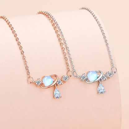 Sweet Planet Copper Plating Inlay Zircon Necklace