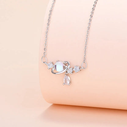 Sweet Planet Copper Plating Inlay Zircon Necklace