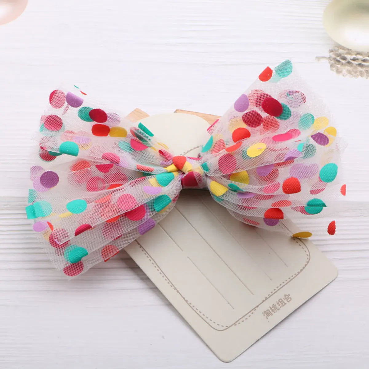 Sweet Polka Dots Bow Knot Cloth Handmade Hair Clip Hair Band 1 Piece