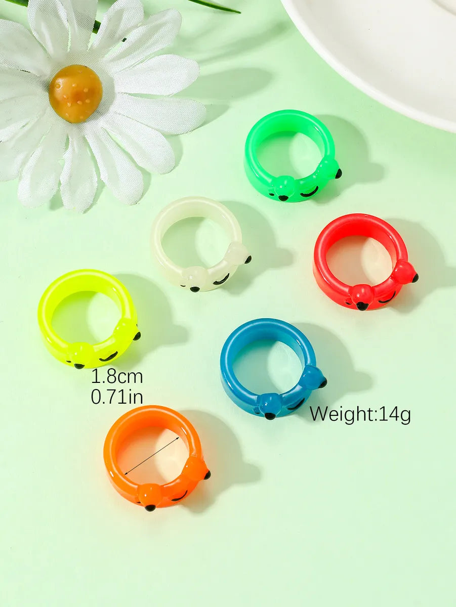 Sweet Printing Animal Cartoon Plastic Resin Women's Rings