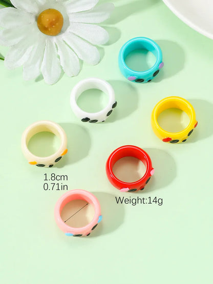 Sweet Printing Animal Cartoon Plastic Resin Women's Rings