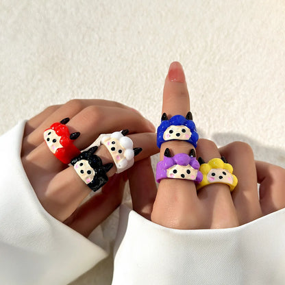 Sweet Printing Animal Cartoon Plastic Resin Women's Rings