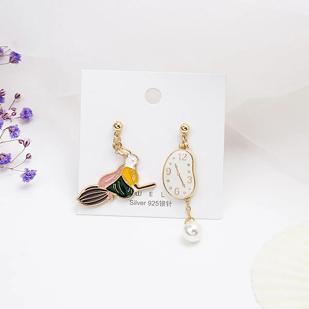 1 Pair Sweet Rabbit Rainbow Enamel Alloy Artificial Pearls Drop Earrings