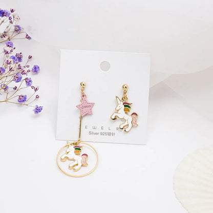 1 Pair Sweet Rabbit Rainbow Enamel Alloy Artificial Pearls Drop Earrings