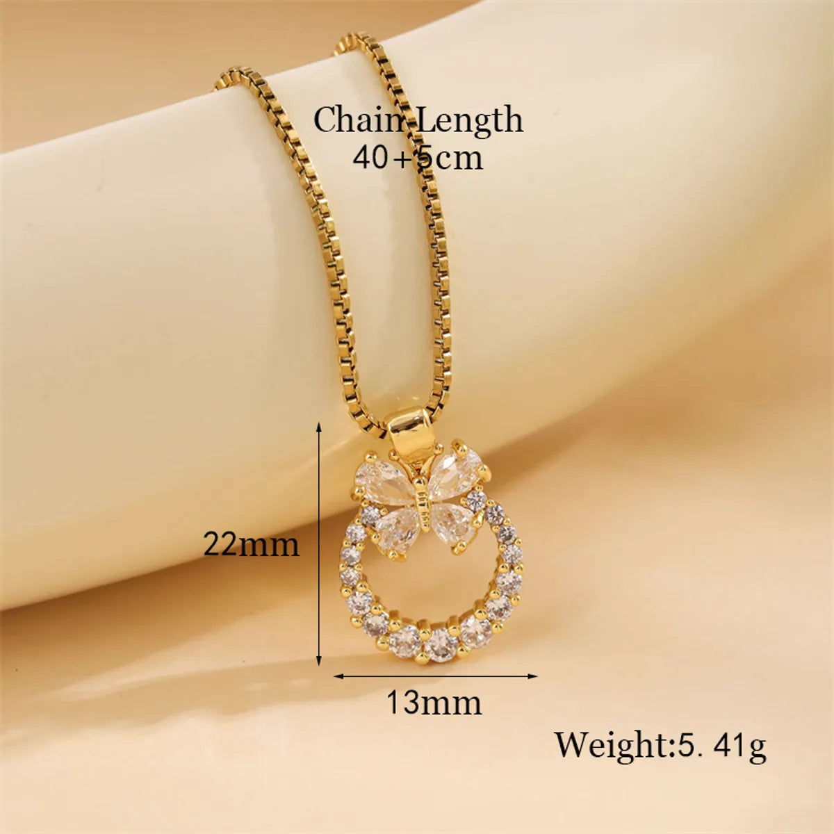 Stainless Steel 18K Gold Plated Sweet Plating Inlay Round Oval Heart Shape Artificial Diamond Pendant Necklace