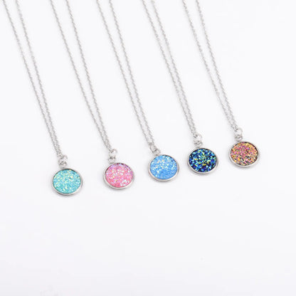 Sweet Round Resin Titanium Steel Pendant Necklace