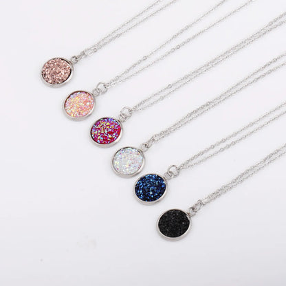 Sweet Round Resin Titanium Steel Pendant Necklace