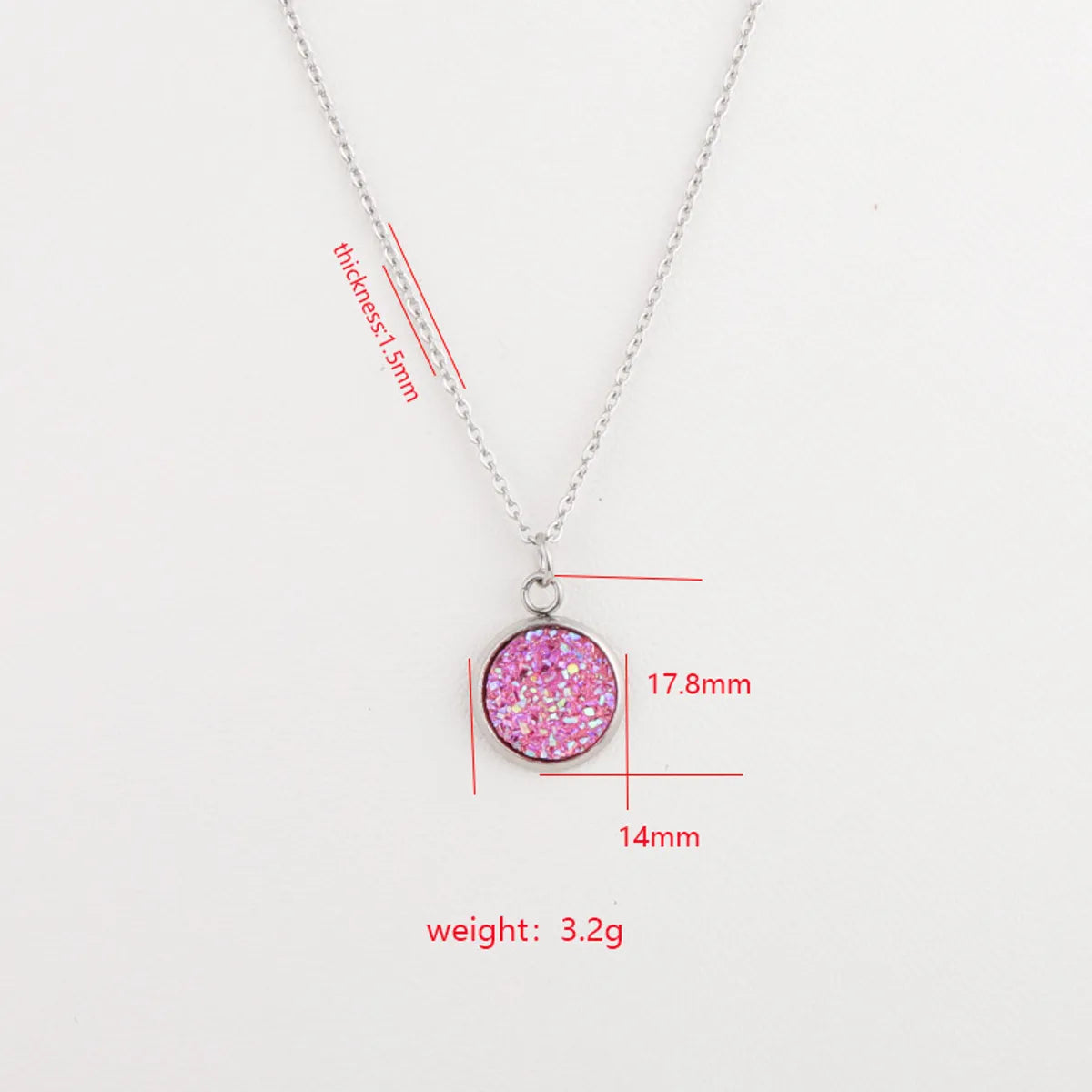 Sweet Round Resin Titanium Steel Pendant Necklace