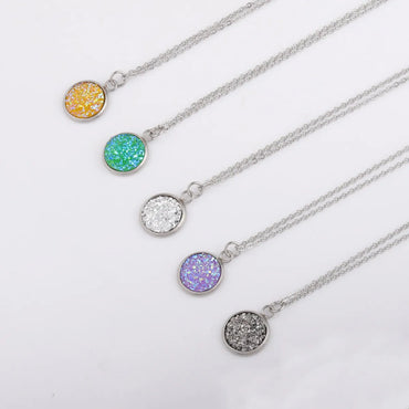 Sweet Round Resin Titanium Steel Pendant Necklace