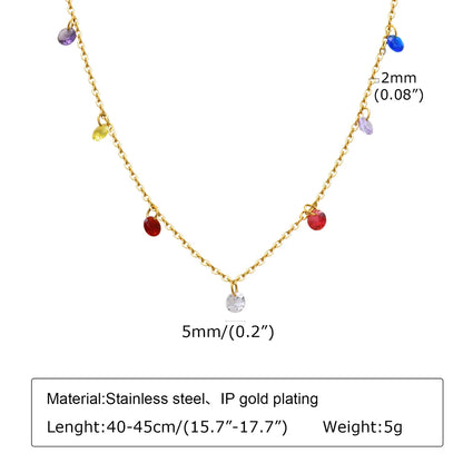 Sweet Round Stainless Steel Inlay Zircon Necklace