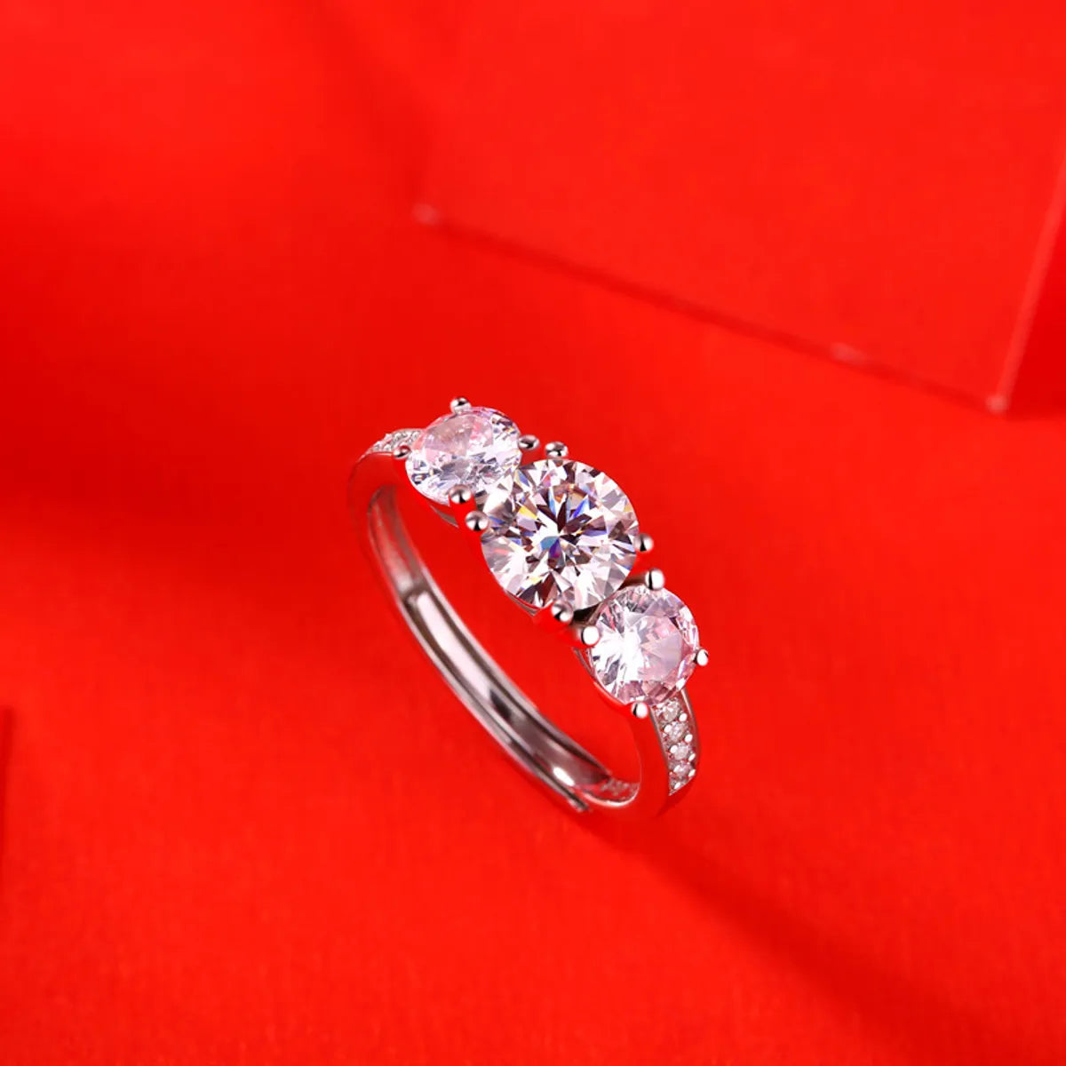 Sweet Round Sterling Silver Moissanite Open Ring In Bulk