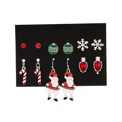 Sweet Santa Claus Snowflake Alloy Enamel Women's Earrings 1 Set