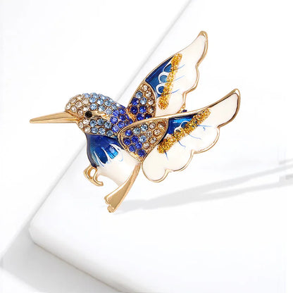 Sweet Shiny Bird Alloy Enamel Stoving Varnish Inlay Rhinestones Unisex Brooches