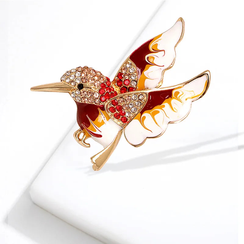 Sweet Shiny Bird Alloy Enamel Stoving Varnish Inlay Rhinestones Unisex Brooches