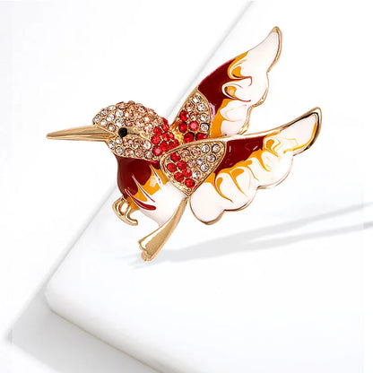 Sweet Shiny Bird Alloy Enamel Stoving Varnish Inlay Rhinestones Unisex Brooches