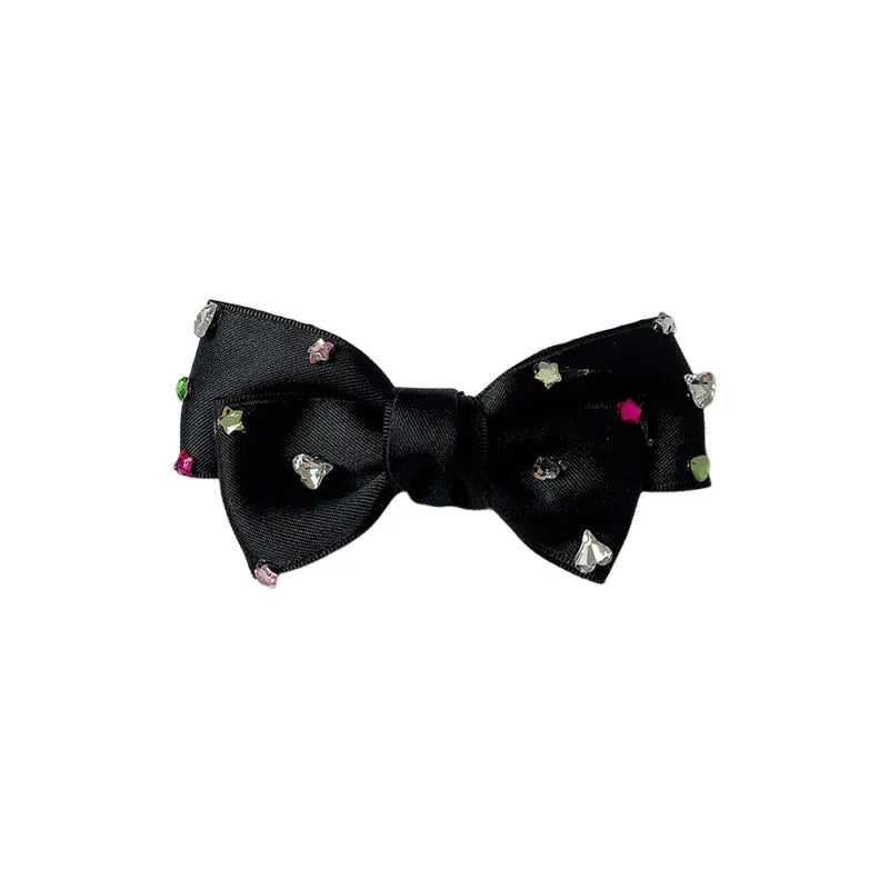 Sweet Shiny Bow Knot Alloy Cloth Inlay Artificial Rhinestones Hair Clip