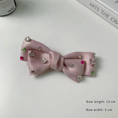 Sweet Shiny Bow Knot Alloy Cloth Inlay Artificial Rhinestones Hair Clip