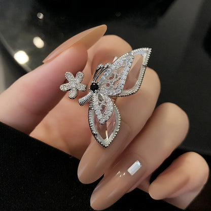 Sweet Shiny Flower Butterfly Rhinestones Alloy Wholesale Open Rings