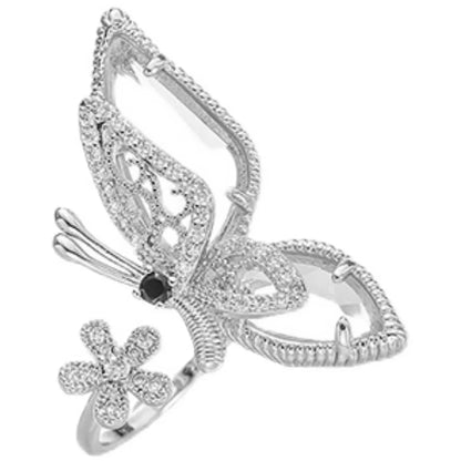 Sweet Shiny Flower Butterfly Rhinestones Alloy Wholesale Open Rings